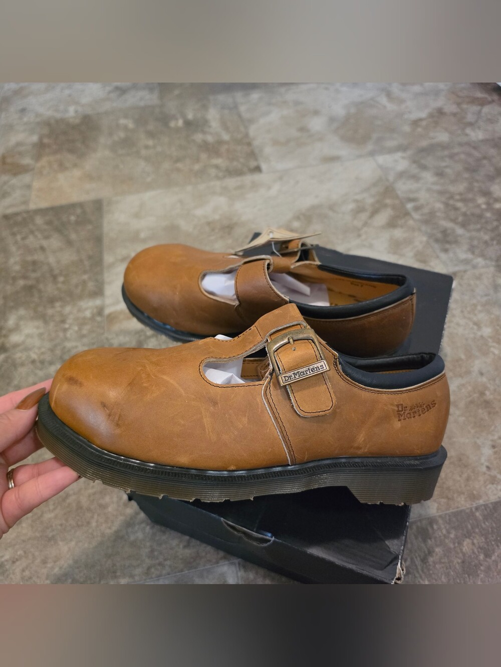 Vintage Dr. Martens Made in England Steel Toe Mary Jane Shoes - UK 7 / US 9 - Picture 4 of 9